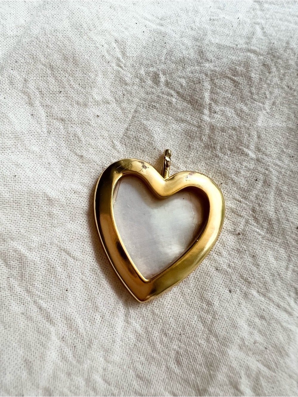 J. Crew Gold and Mother of Pearl Heart Pendant